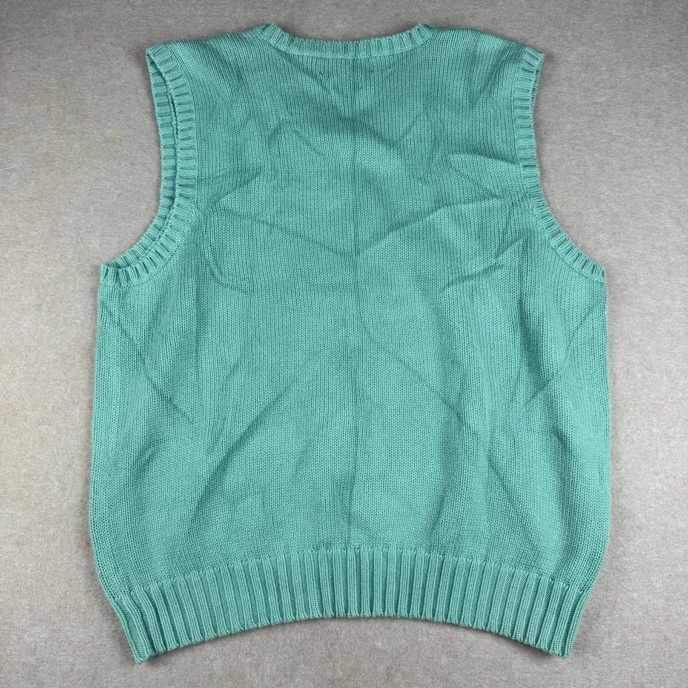 Polo Ralph Lauren Vest Mens‎ L Mint Green V Neck Sweater Cotton Preppy